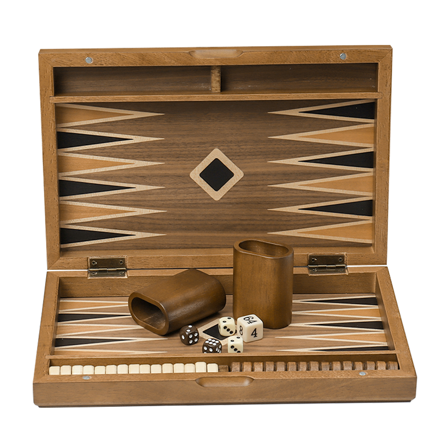 Classic 11″ Travel Wood Backgammon Board Game Set Inlay Star Board w/Game Pieces