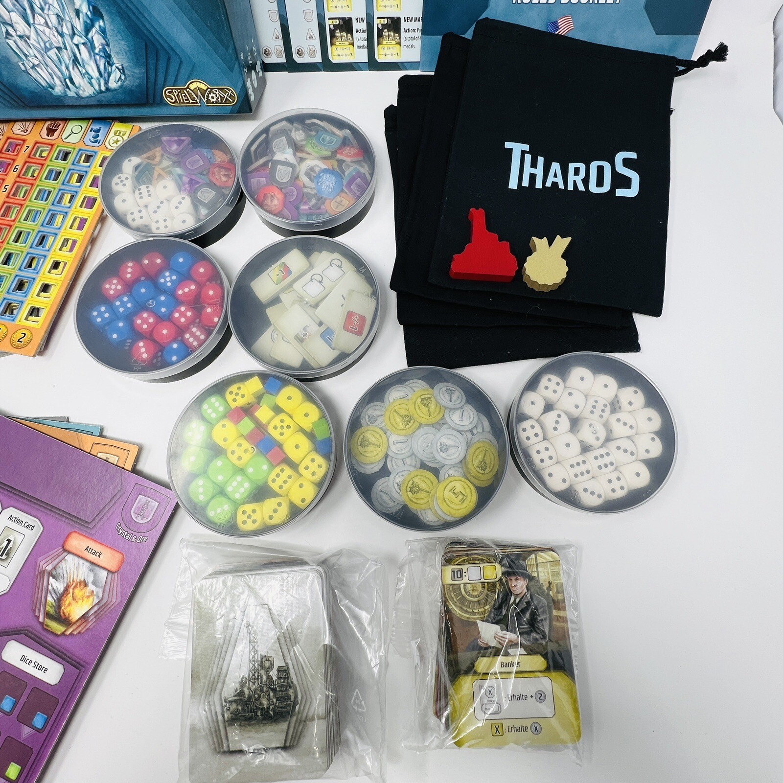 Tharos Board Game Spielworxx Bernd Scholz 2 to 4 Players Dice Bag Complete