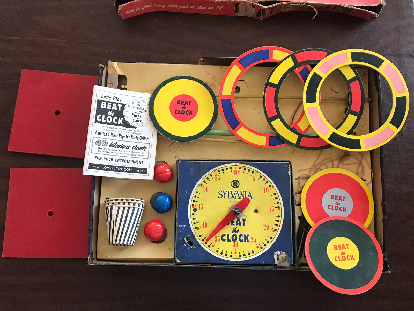Vintage CBS BEAT THE CLOCK Sylvania Board Game 1954 Lowell Toy Corp Bud Collyer