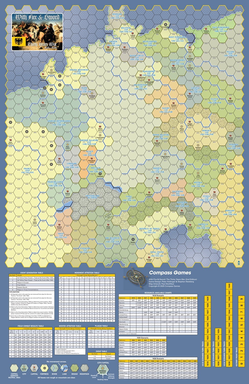 COMPASS GAMES PAPER WARS #111 WITH FIRE & SWORD: THE THIRTY YEARS WAR NISW ⚔️