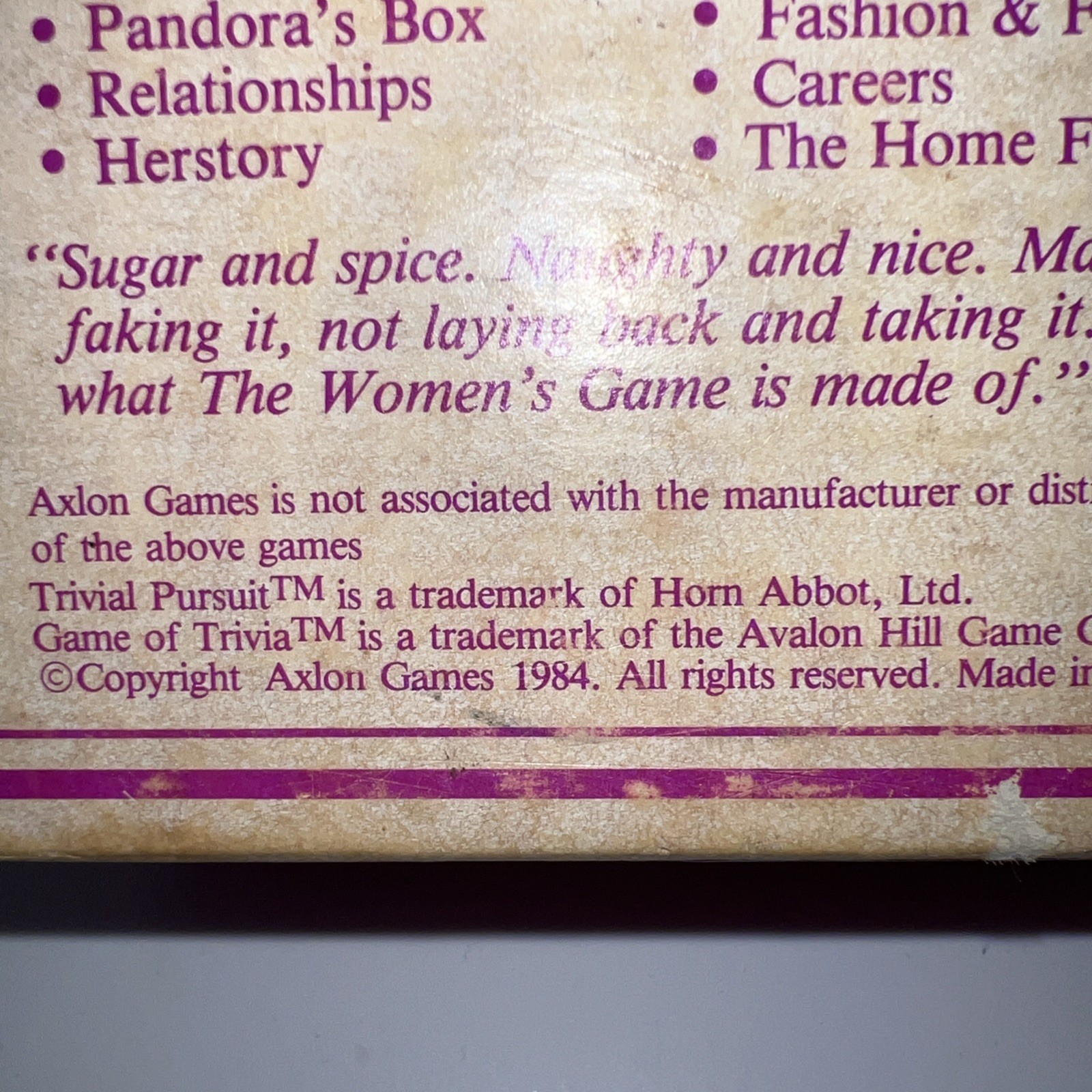 Women’s trivia card set AXLON~The “Not for Women Only” game w/inst VTG 1984