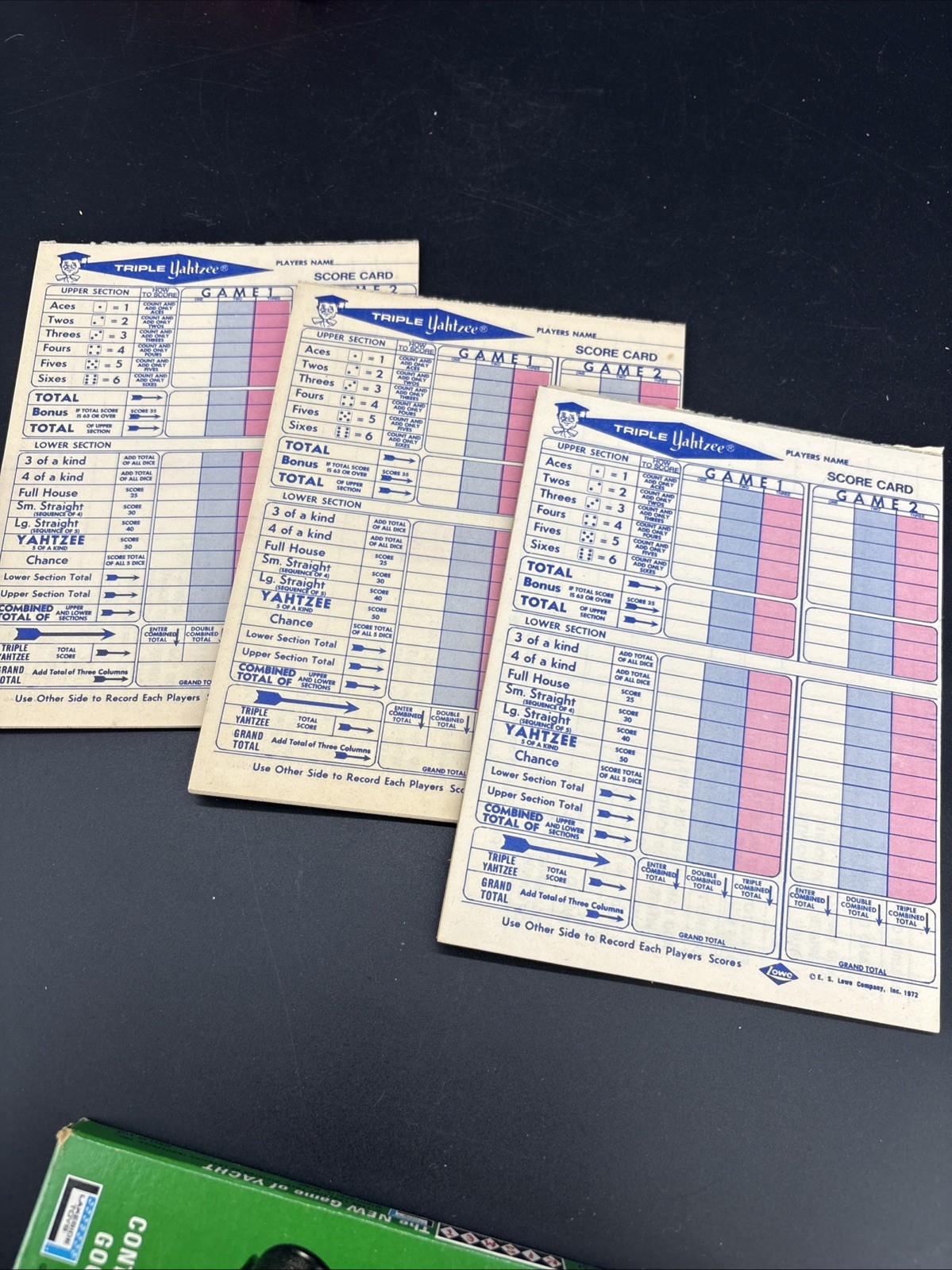 Vintage Yahtzee, Triple Yahtzee & Kismet Score Pads – 15 Pads Total