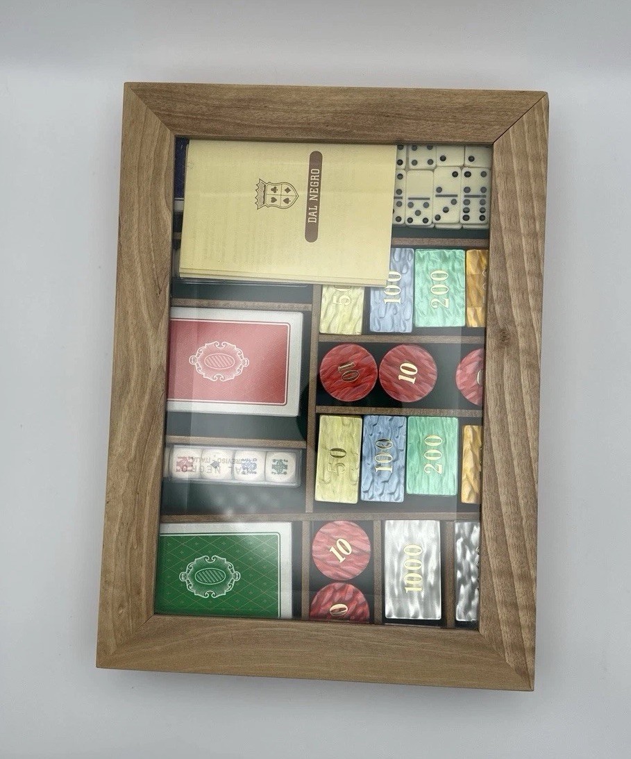 Vintage Dal Negro Italian luxury Gaming Set|Walnut Wood Case | Unopened Decks
