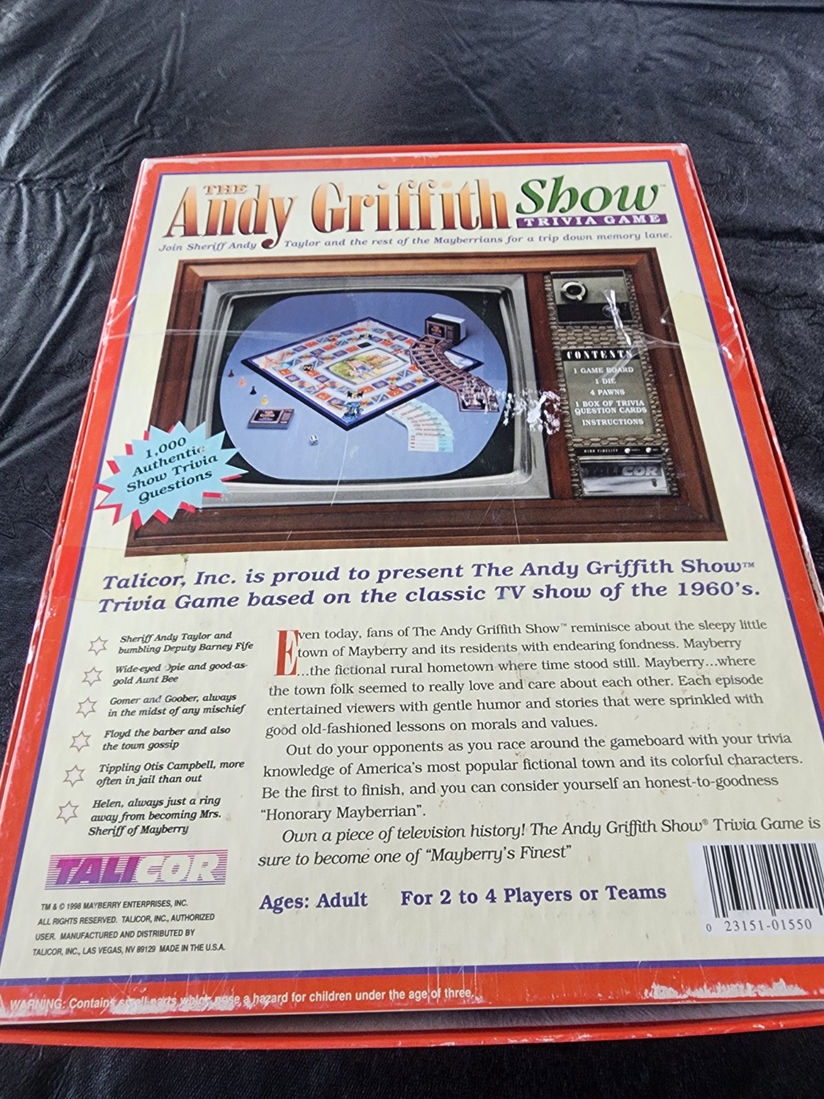 The Andy Griffith Show Trivia Board Game 1998 Mayberry Game Complete By Talicor