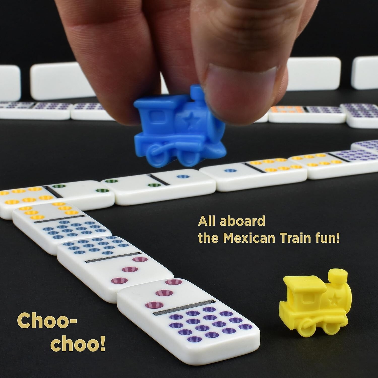 Mexican Train Dominoes Set Double 15, Dominoes Set for Adults and Family, Mex…