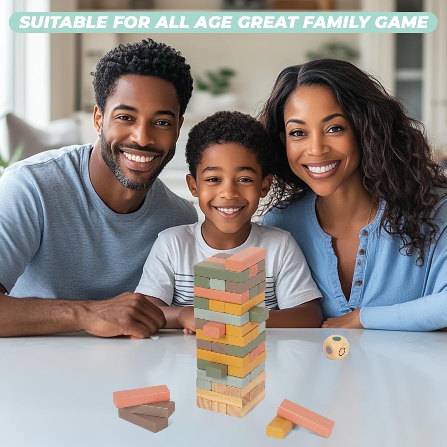 Wooden Stacking Blocks Game 48PCS Tumbling Balancing Blocks
