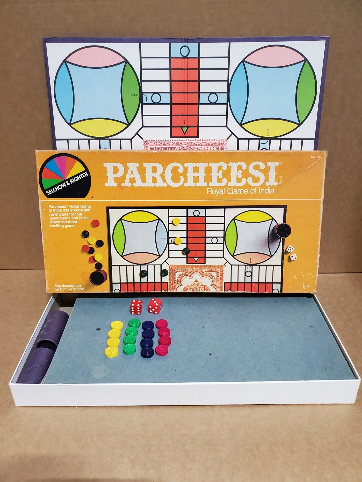 Parcheesi 1982 Vintage Royal Game of India Selchow & Righter Complete