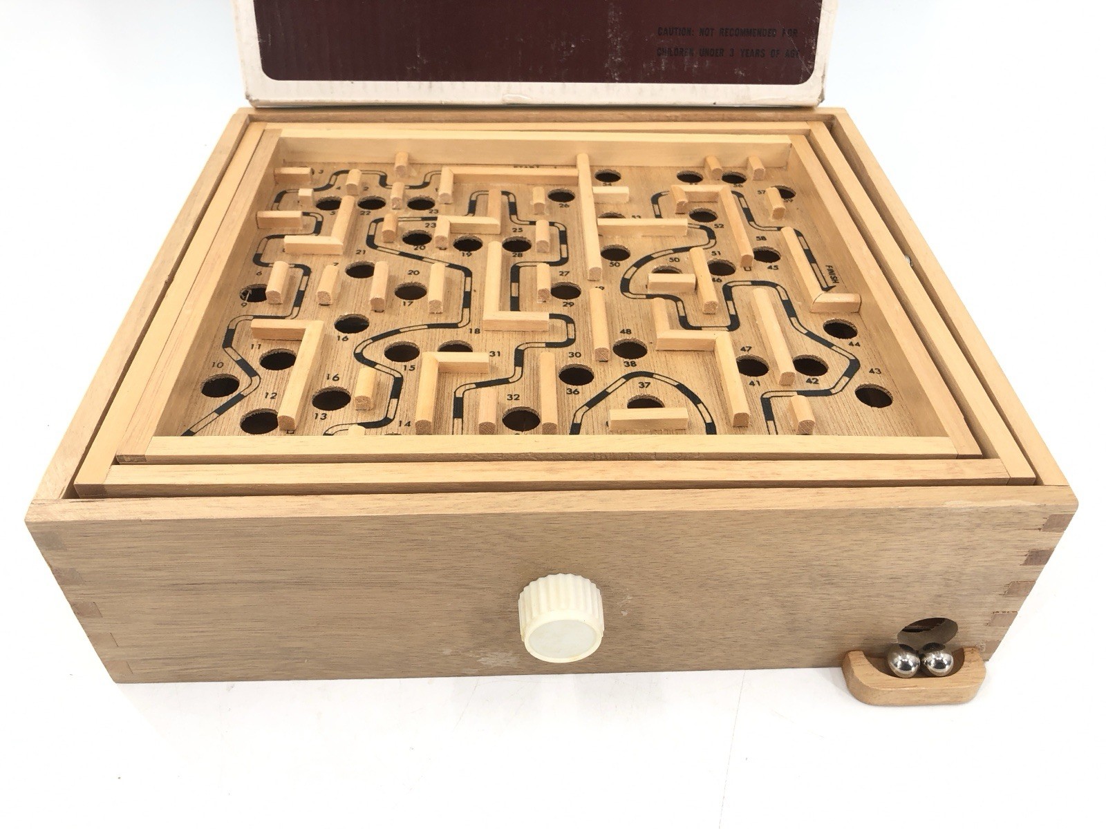 Vtg 80s Labyrinth Wooden Steel Ball Marble Tilting Maze Puzzle Game Roll-A-Maze