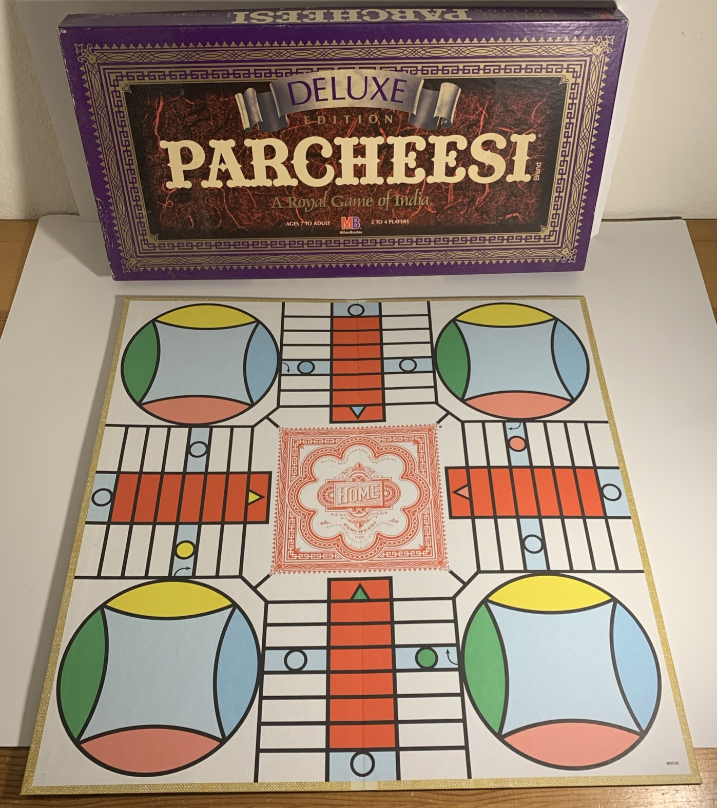 Vintage 1989 Parcheesi Deluxe Board Game Milton Bradley Complete Wood Pawns
