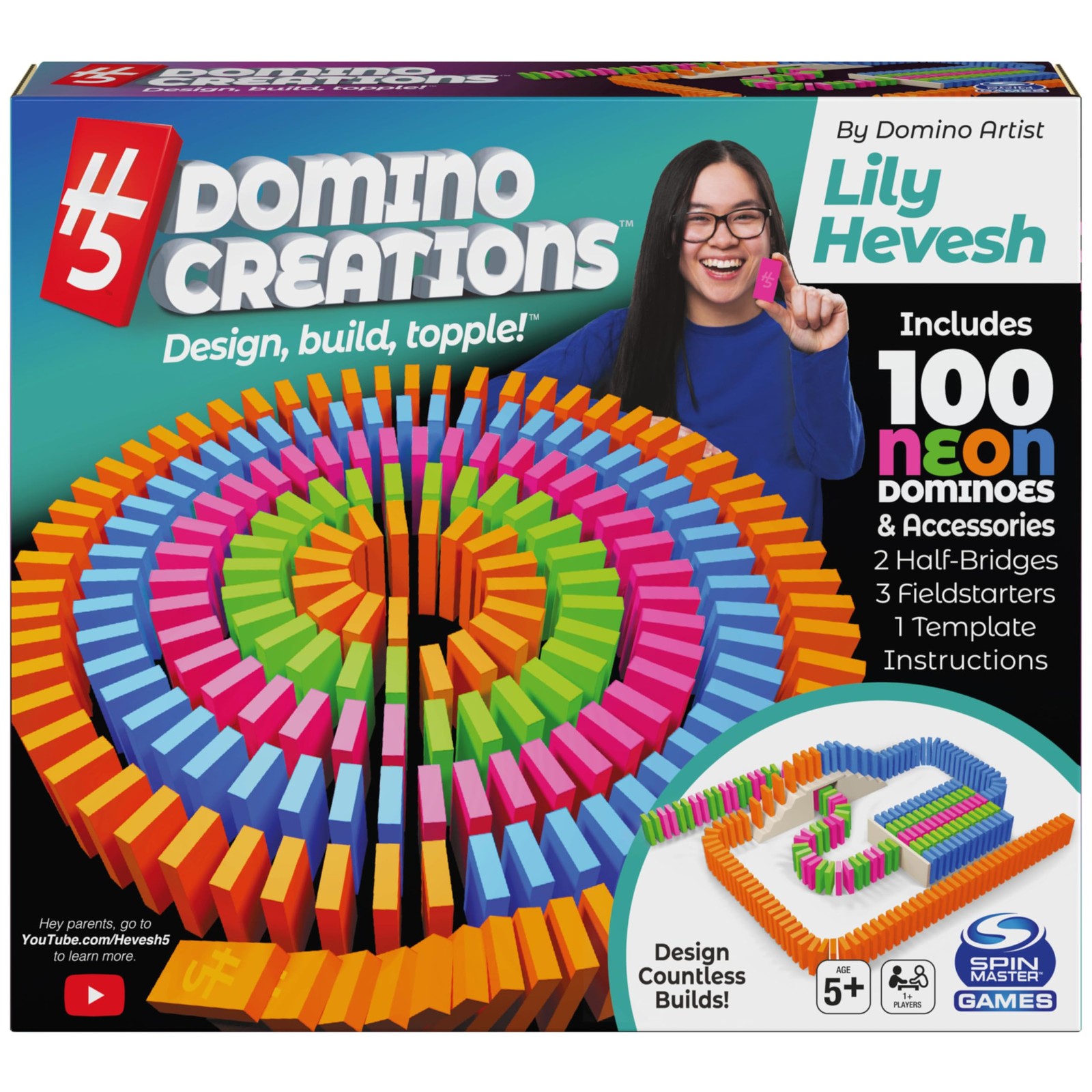 Spin Master Games, Lily Hevesh H5 Domino Creations 100-Piece One Size, Neon