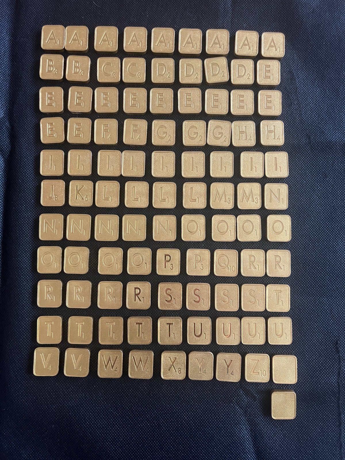 Scrabble Franklin Mint 1990 Collector’s Edition 24K Gold Plated Tiles Wood EUC