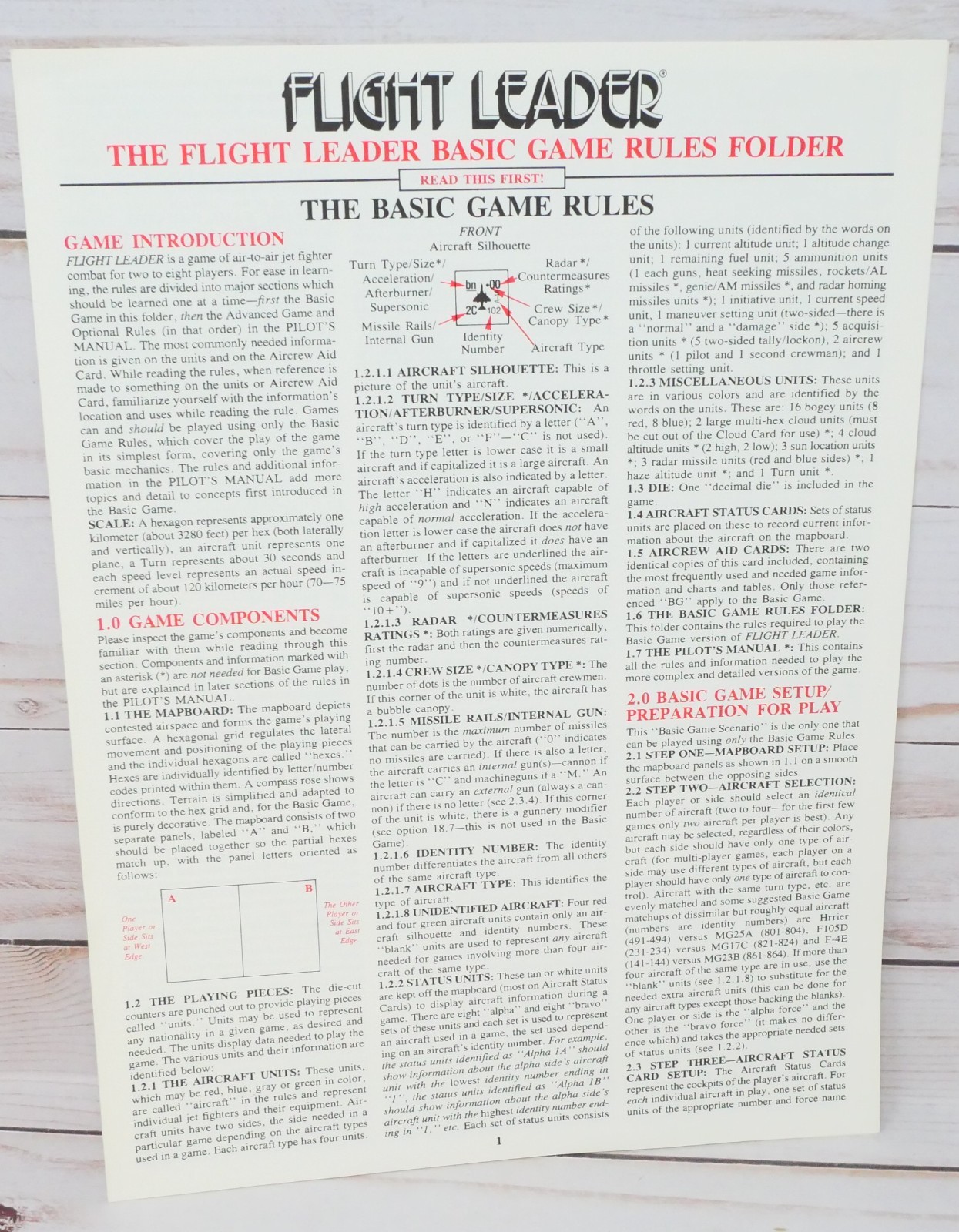 Avalon Hill, Flight Leader: Air-to-Air Jet Combat Tactics 1950-Present Unpunched