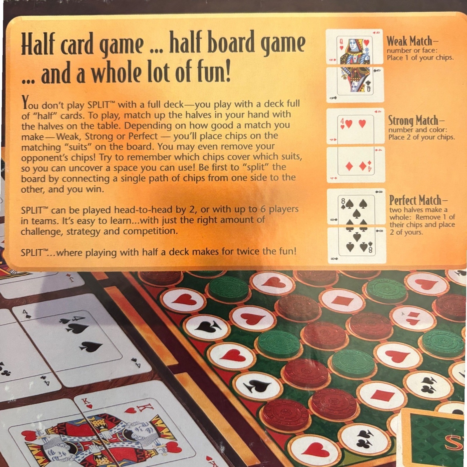 Split Board Game Parker Brothers Hasbro 1999 Vintage Card Strategy Game Complete