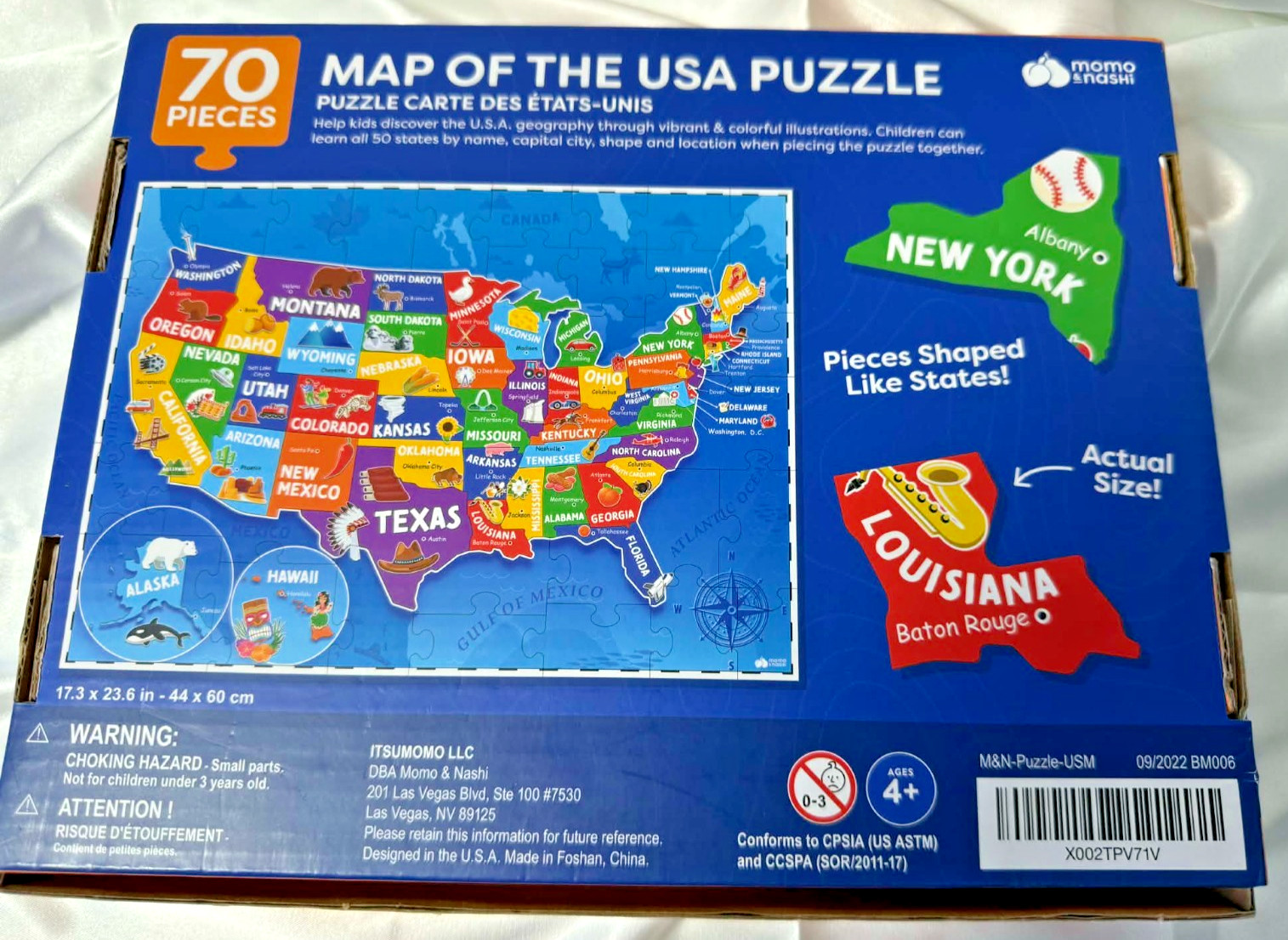 United States Puzzle for Kids 70 Piece State Shaped Puzzle Pieces 17.3″X23.6″