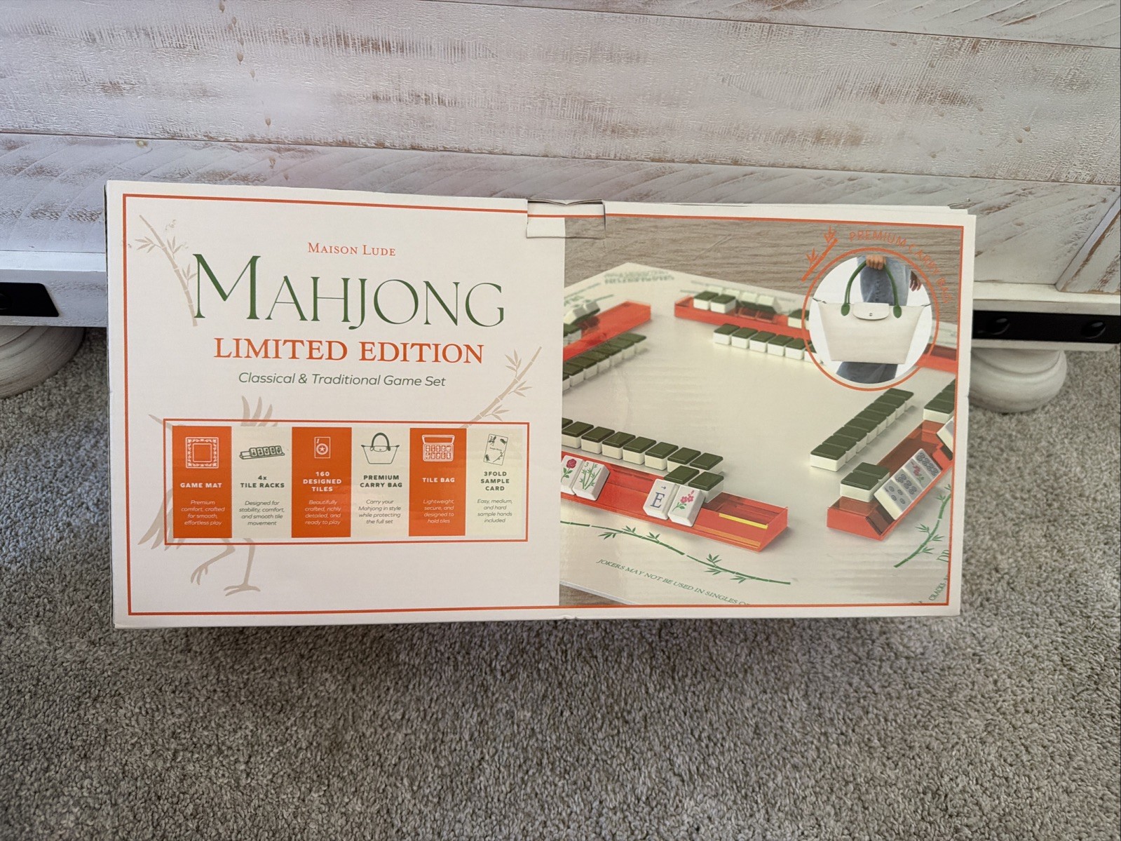 Maison Lude Mahjong Limited Edition 160 Tile Set Premium Mat, Leather Bag SEALED