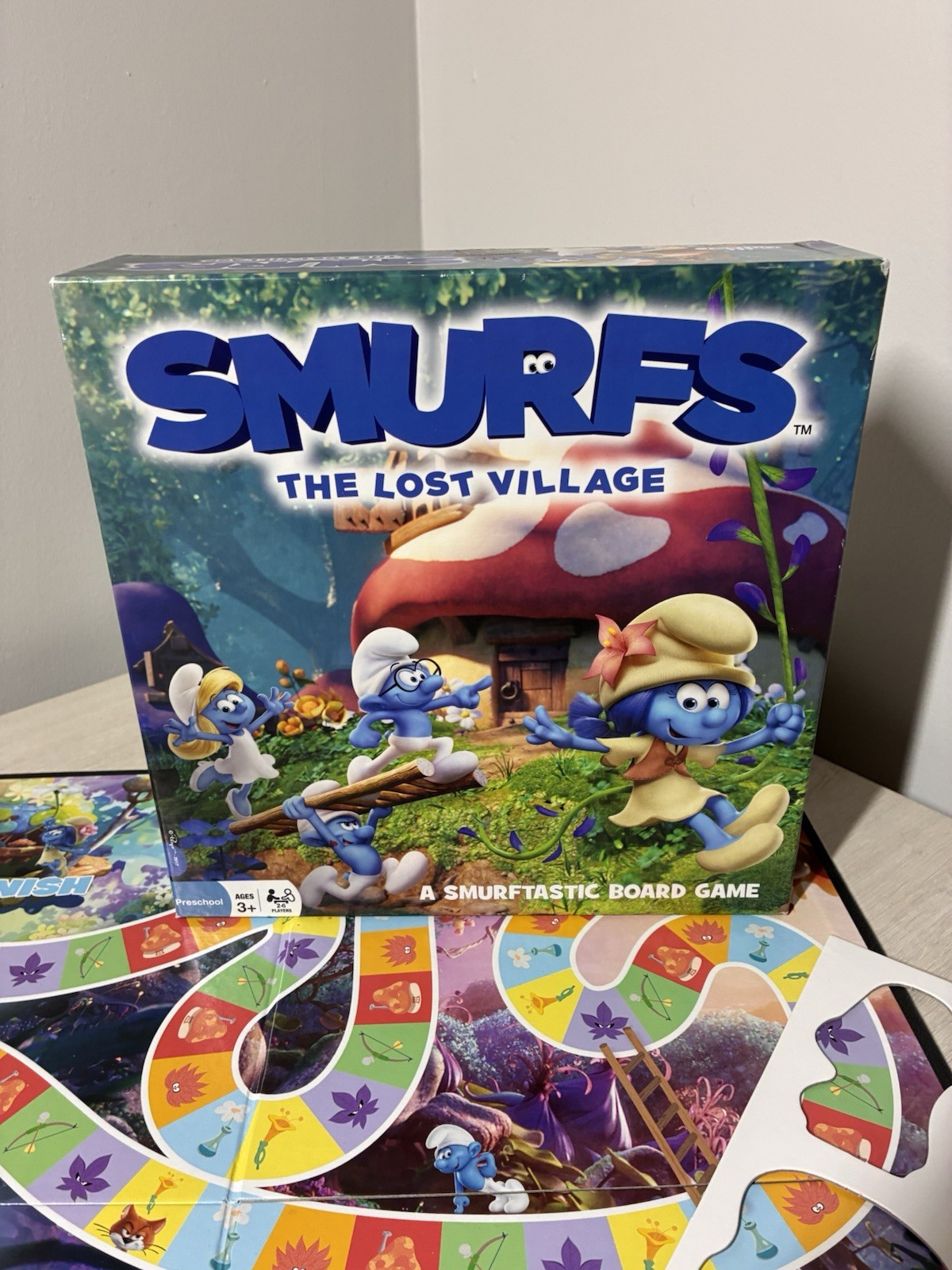 Smurfs The Lost Village Board Game 2017 Outset Complete RARE Family Strategy