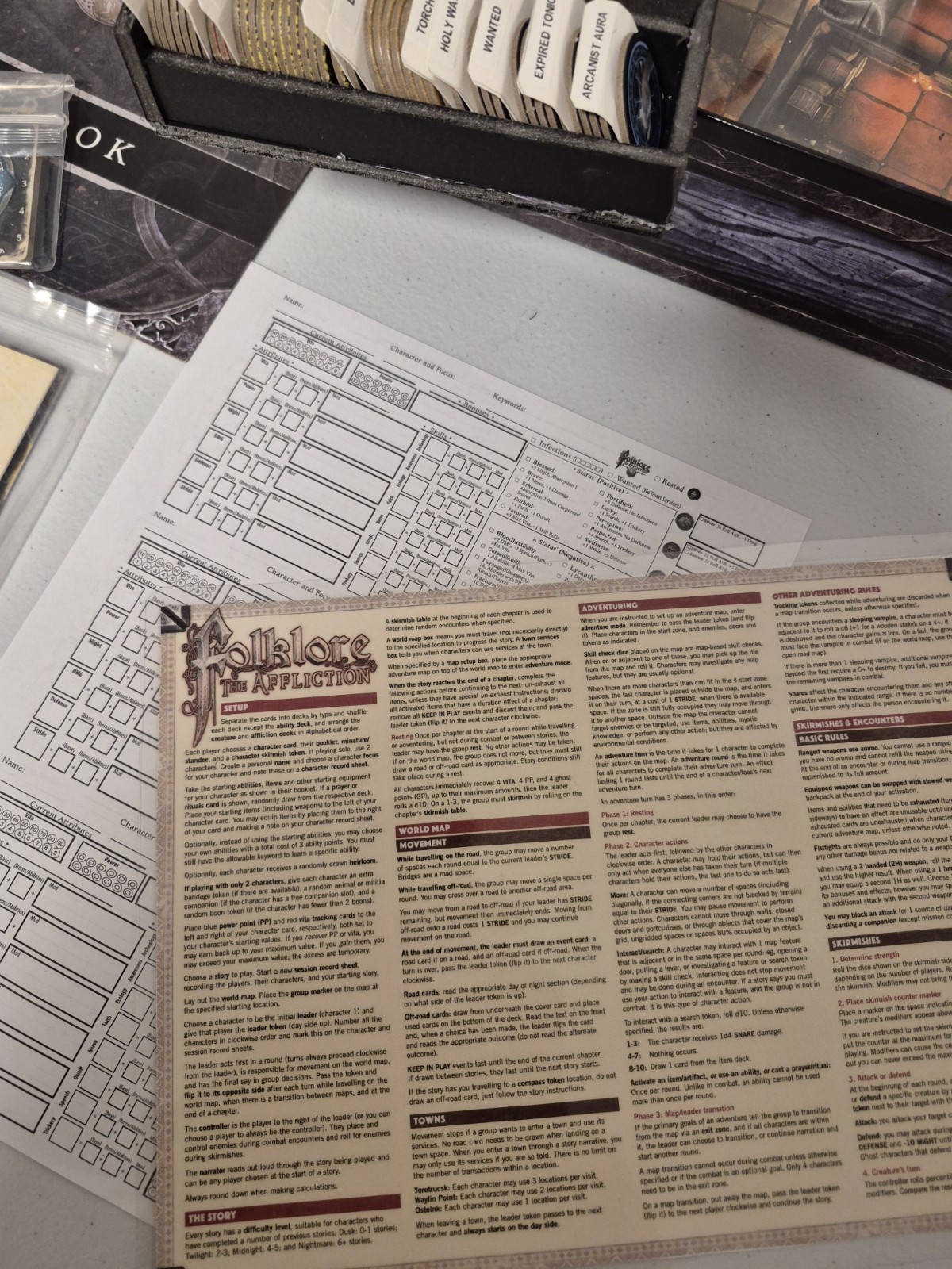 (X2) Folklore the Affliction 2nd Edition & Dark Tales Expansion Board Game RPG
