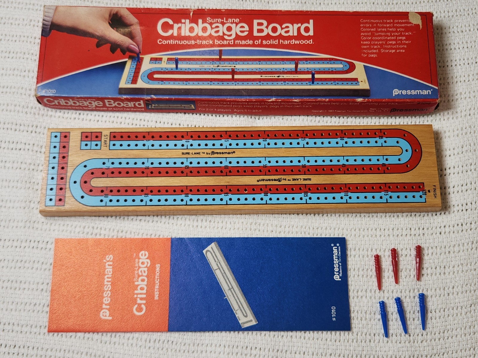 Vintage Pressman #1010 Sure-Lane Continuous Track Cribbage Board Game 1983