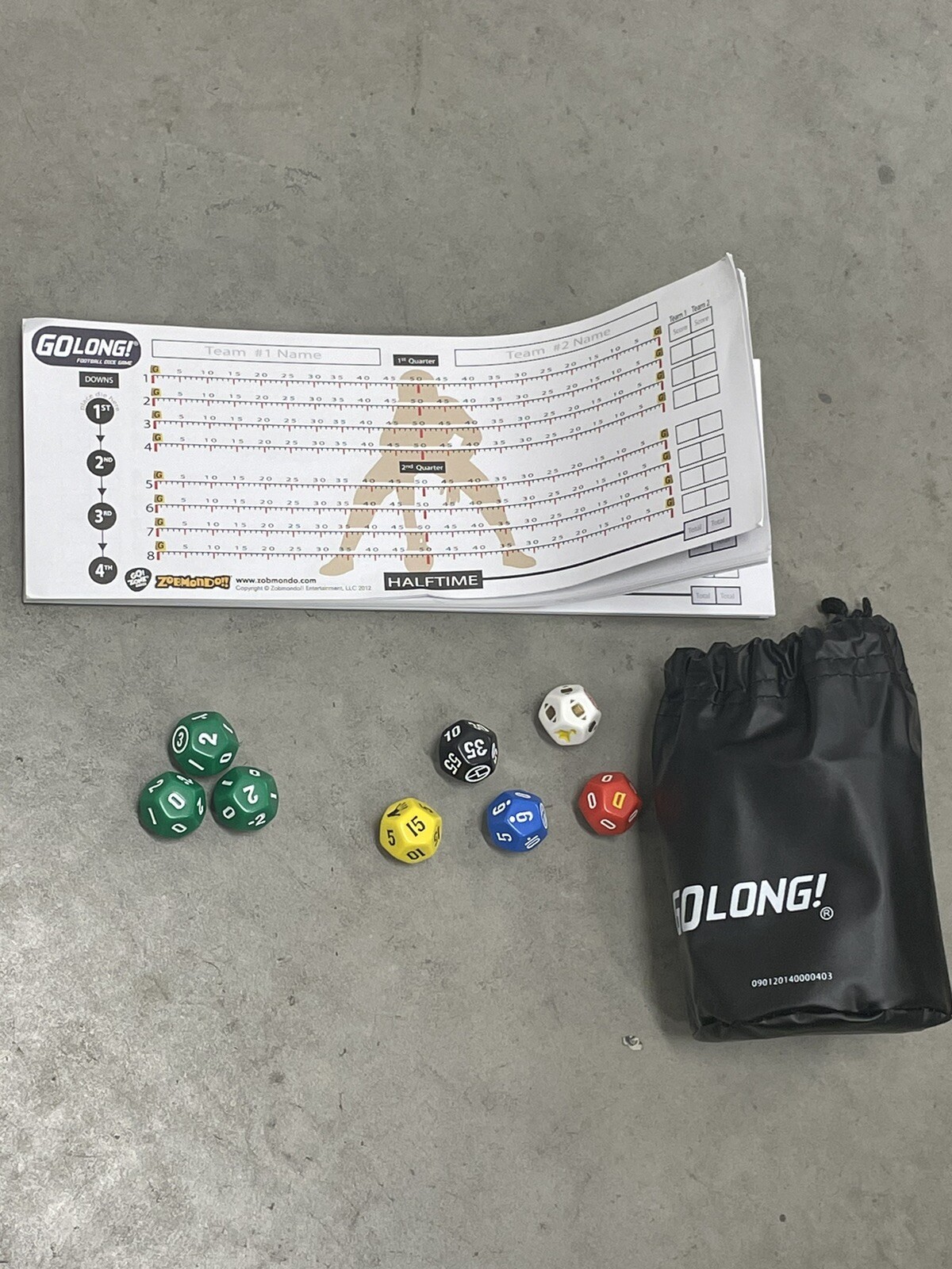 GO LONG Football Dice Game Zobmondo Complete – See Description