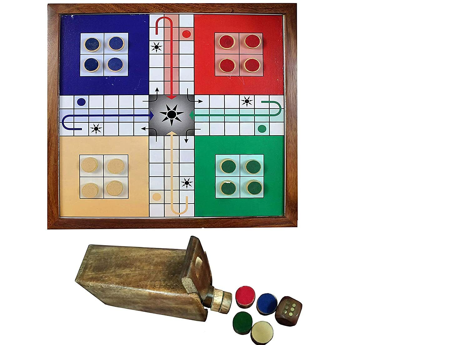 Magnetic Ludo Travel Board Game Handmade Wooden Classic Ludo Set Strategy Game