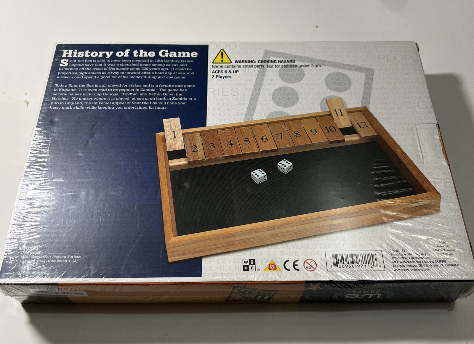WE Games Dice Board Game, 12 Number Flip Tiles with Natural Wooden Box,