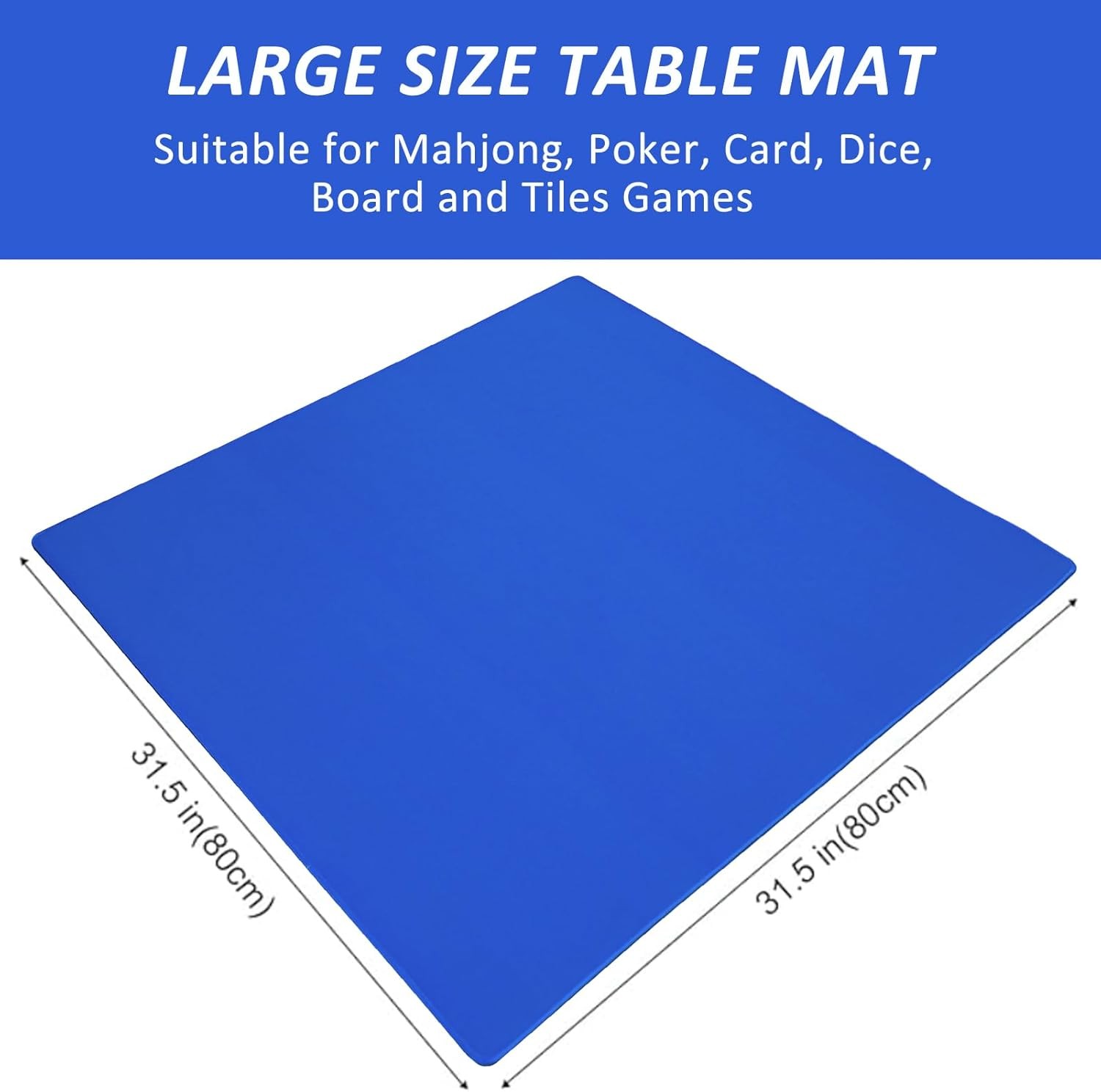 Large Mahjong Mat W/ Black Carrying Bag Blue,31.5 inches Anti Slip & Noise