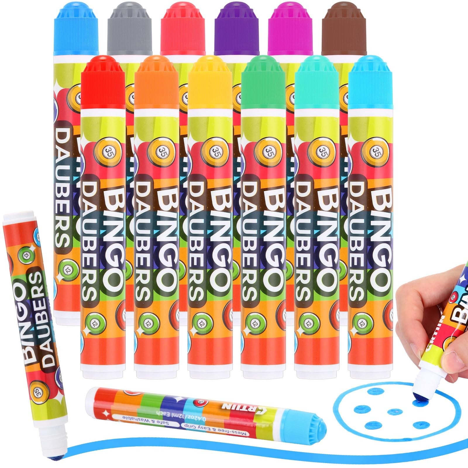 1 Count (Pack of 12), yellow, orange, purple, dark red, green, sky blue,…