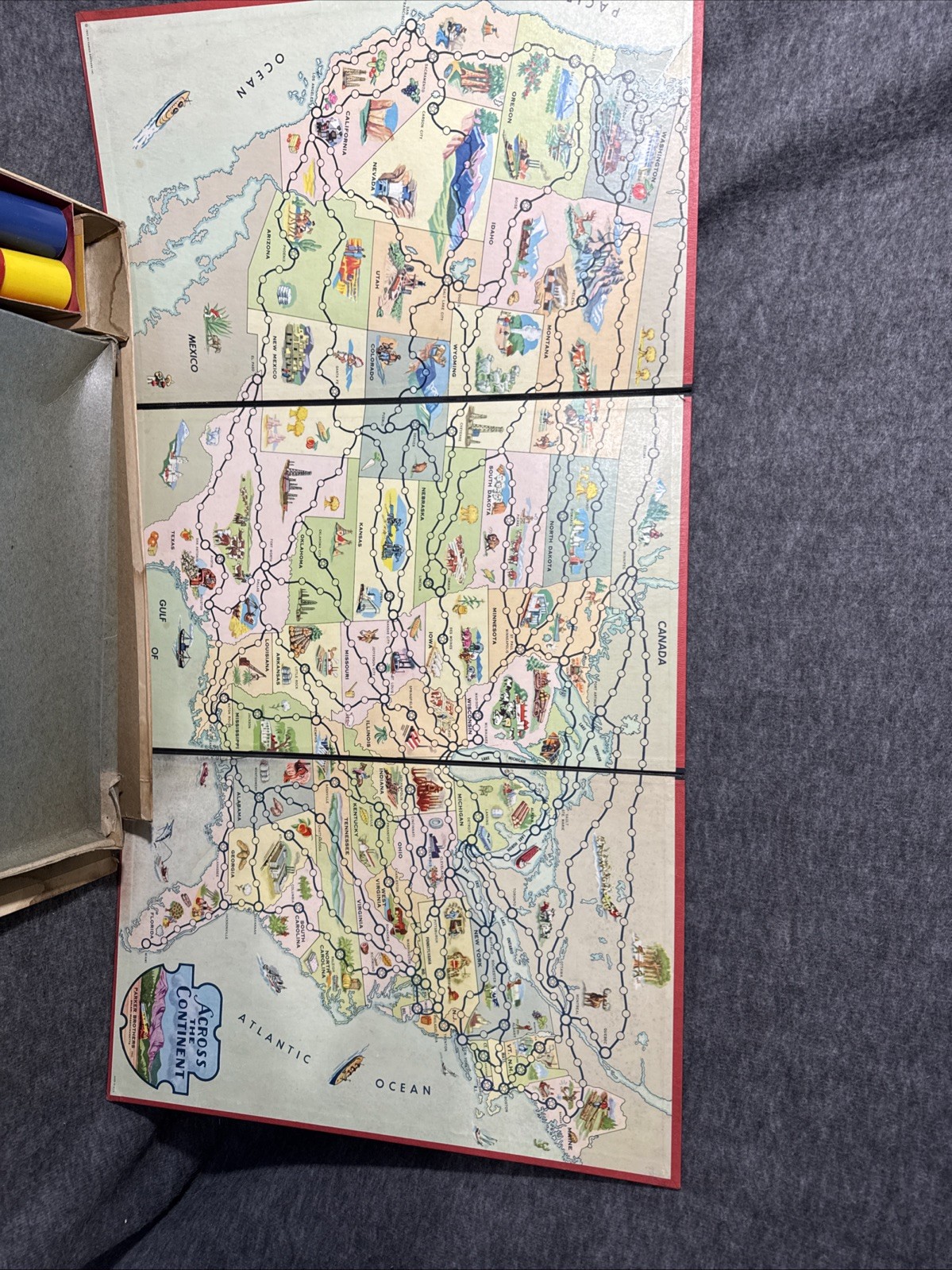 America Across The Continent Parker Bros vintage board games 1950s