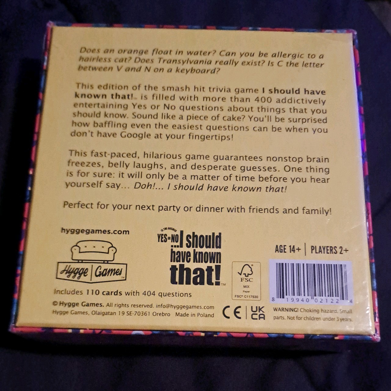 I Should Have Known That Trivia Game Yes or No Edition New