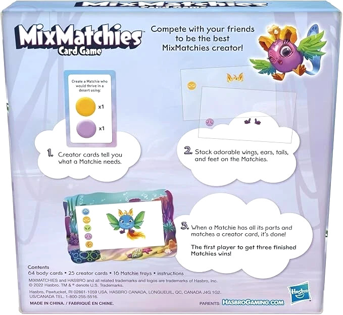 MixMatchies Card Game Kids and Family Game 2-6 Players by Hasbro NEW & SEALED