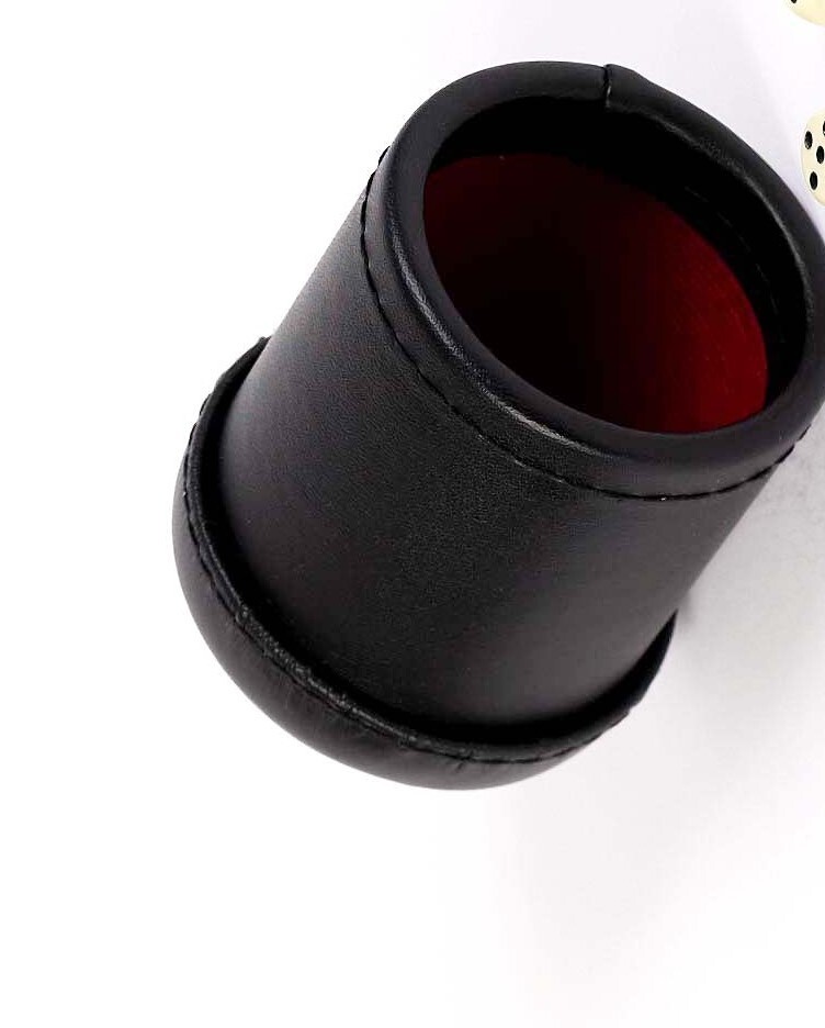 PROFESSIONAL LEATHERETTE BAR DICE CUP AND FIVE ROUNDED CORNER DICE