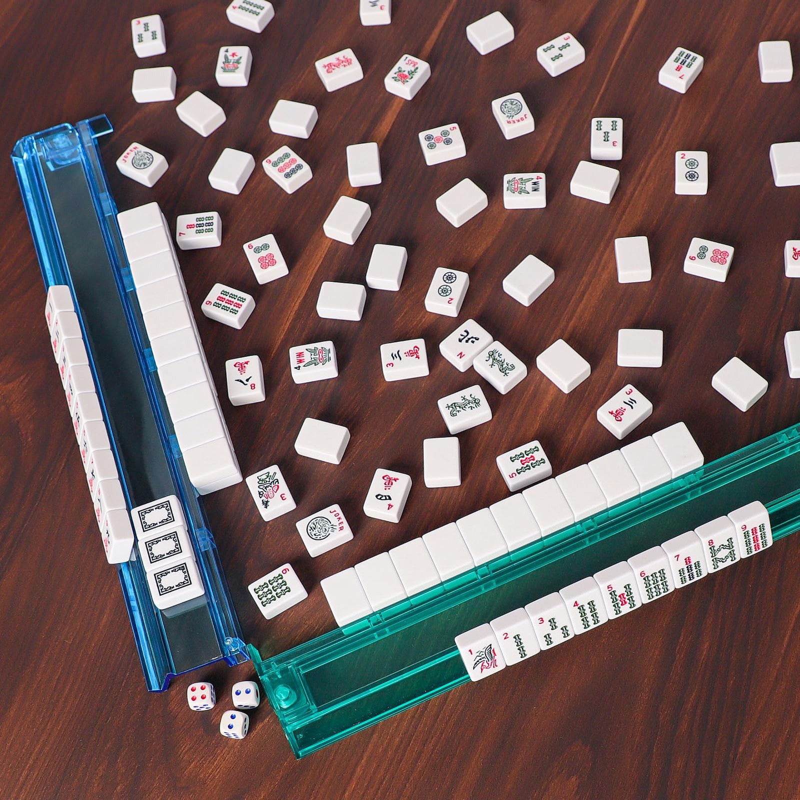 American Mahjong Set,166 White Tiles with Printed Rectangular Bag and Accesso…