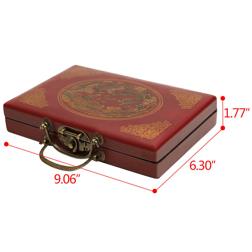 Vintage Chinese Mahjong Game Portable Set 144 Tiles w/ Storage Case Family Game