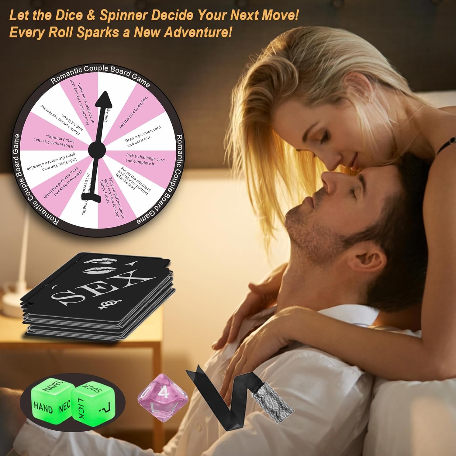 Sex Game for Adults – 42 Romantic Bedroom Cards with Sex Positions, Challenges –