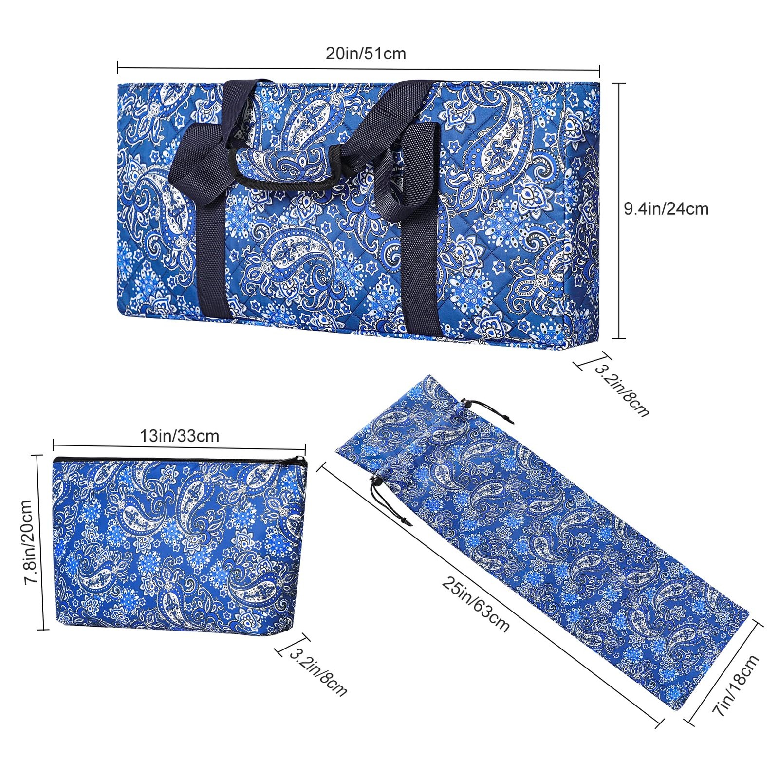 GUSTARIA Empty Mahjong Bag,Thickened Blue Printed American Mahjong Set, Tiles…