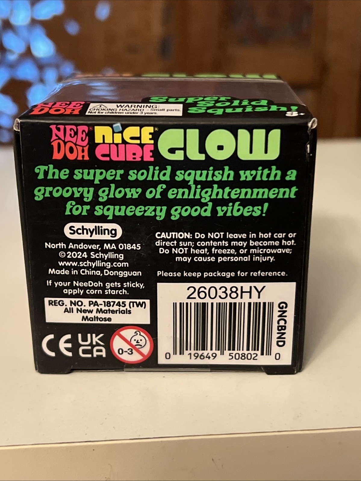 Nee Doh Schylling Needoh Nice Cube GLOW Authentic Toy PURPLE New in Sealed Box