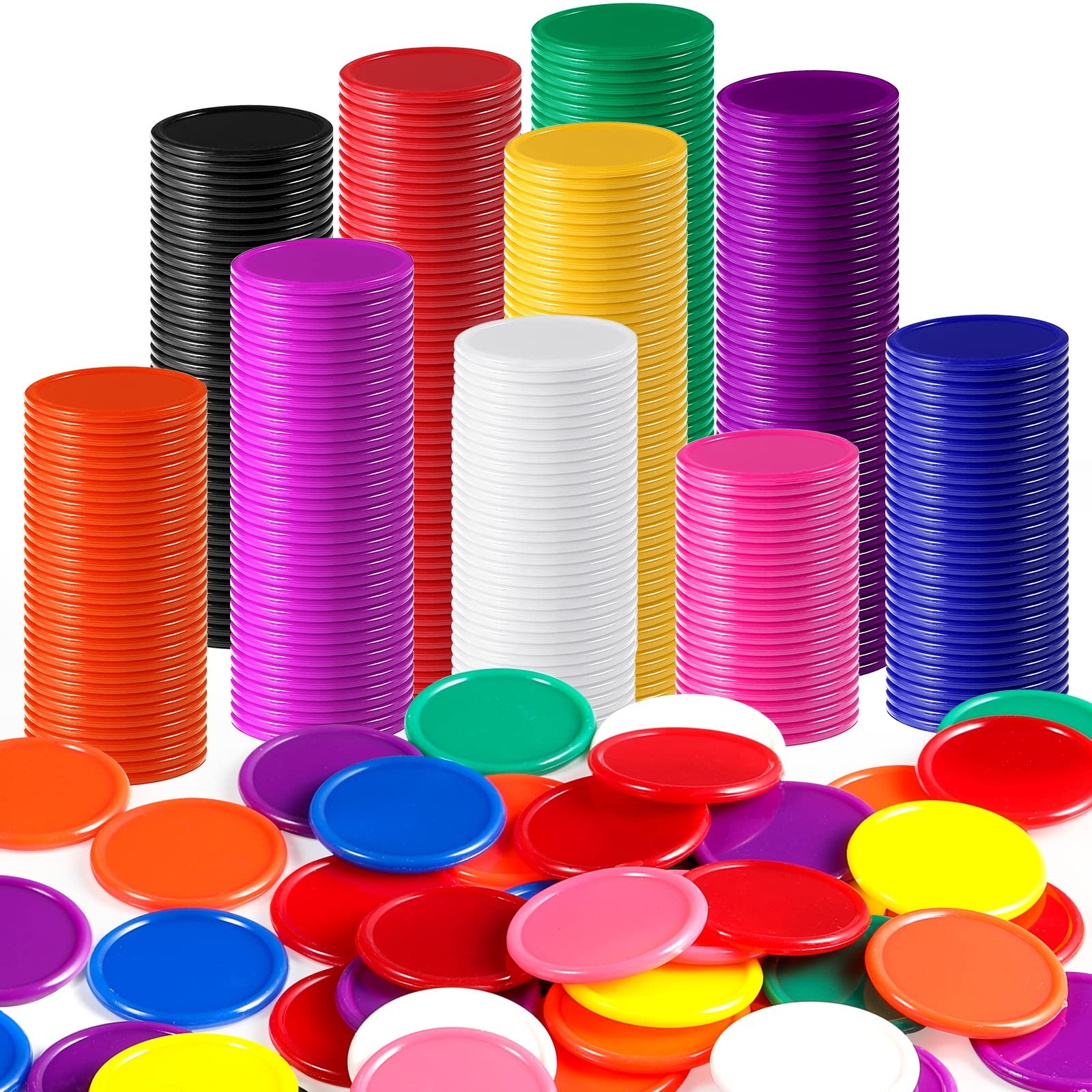 Coopay 500 Pieces 1 Inch Bingo Chips Bulk, 10 Colors 1 Inch-500pcs, 10