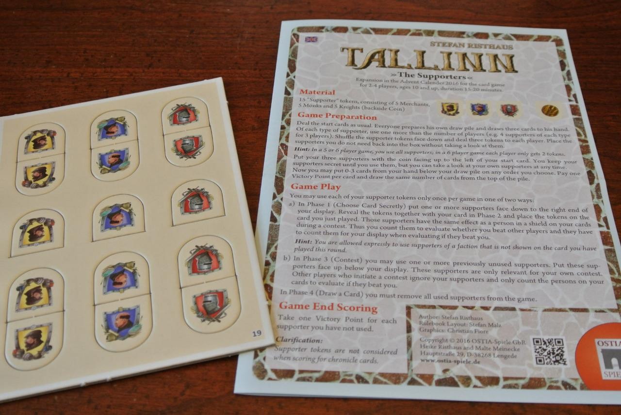 TALLINN – THE SUPPORTERS Board Game Expansion Promo BRETTSPIEL ADVENT CALENDAR