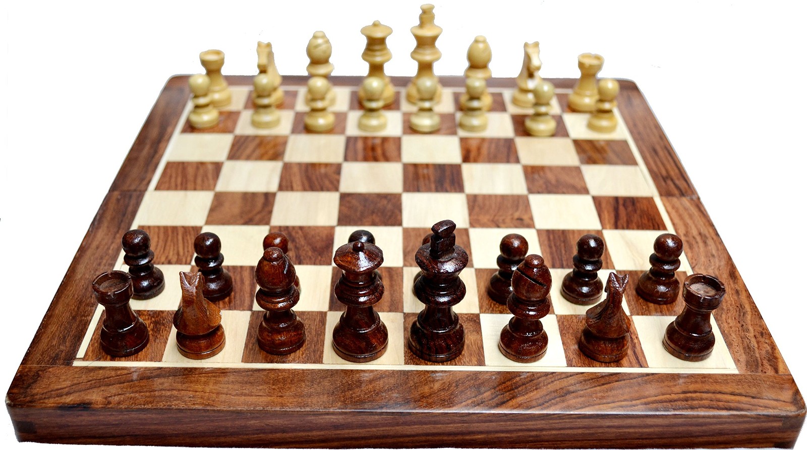 Chess Set 12×12” Handmade Acacia Wood – Folding Magnetic Travel Board with Bag