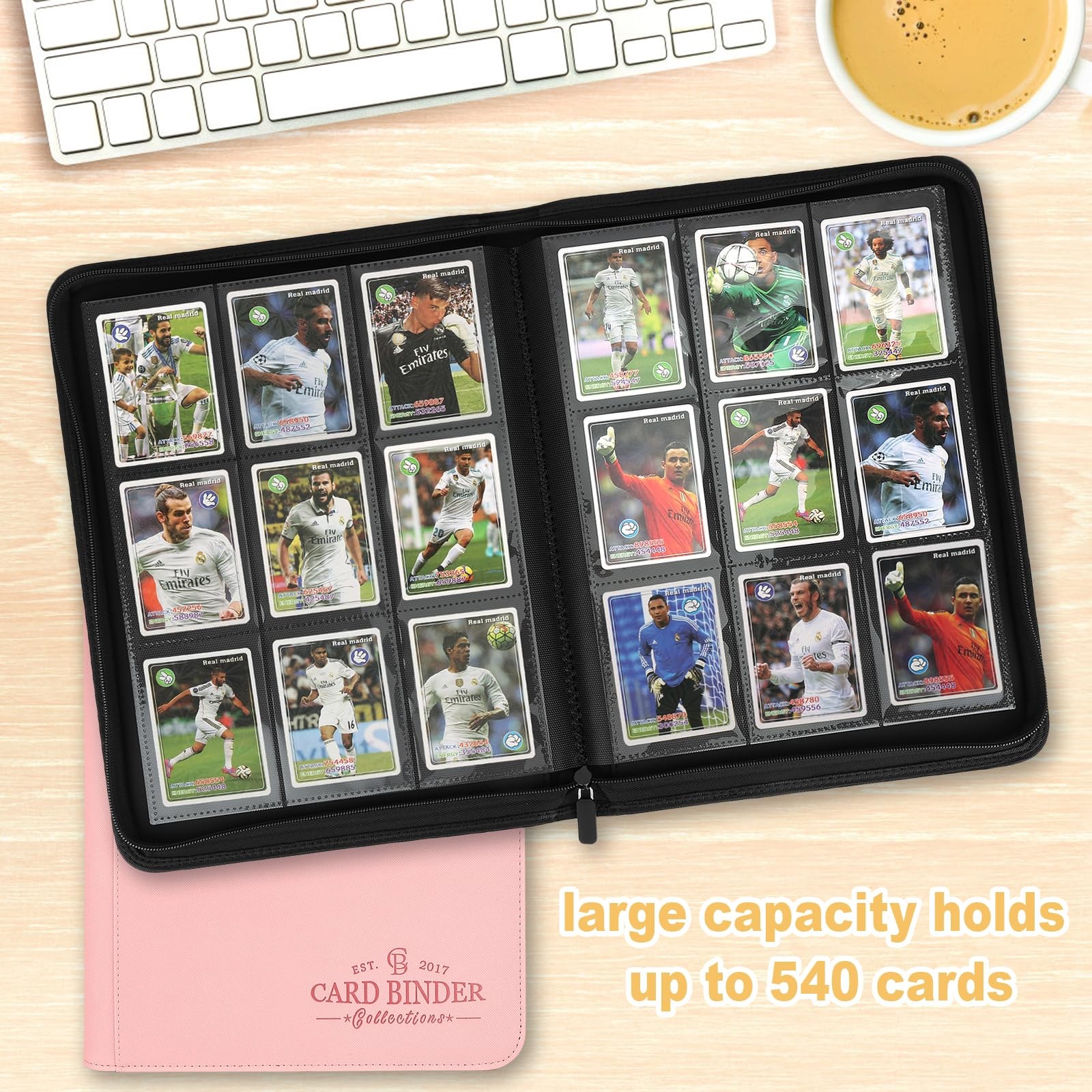 Foalgo Trading Card Binder, Collection 7.5 inches x 9.8 inches, pink1