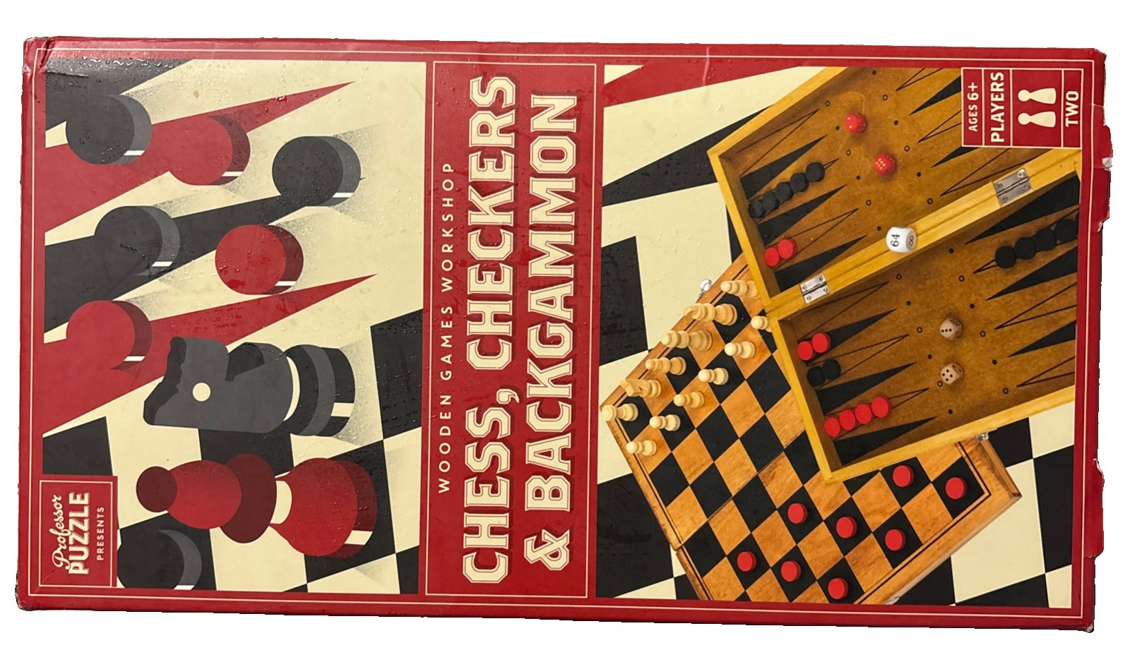 Wooden Chess, Checkers & Backgammon – Portable Three in One Combination Game Set