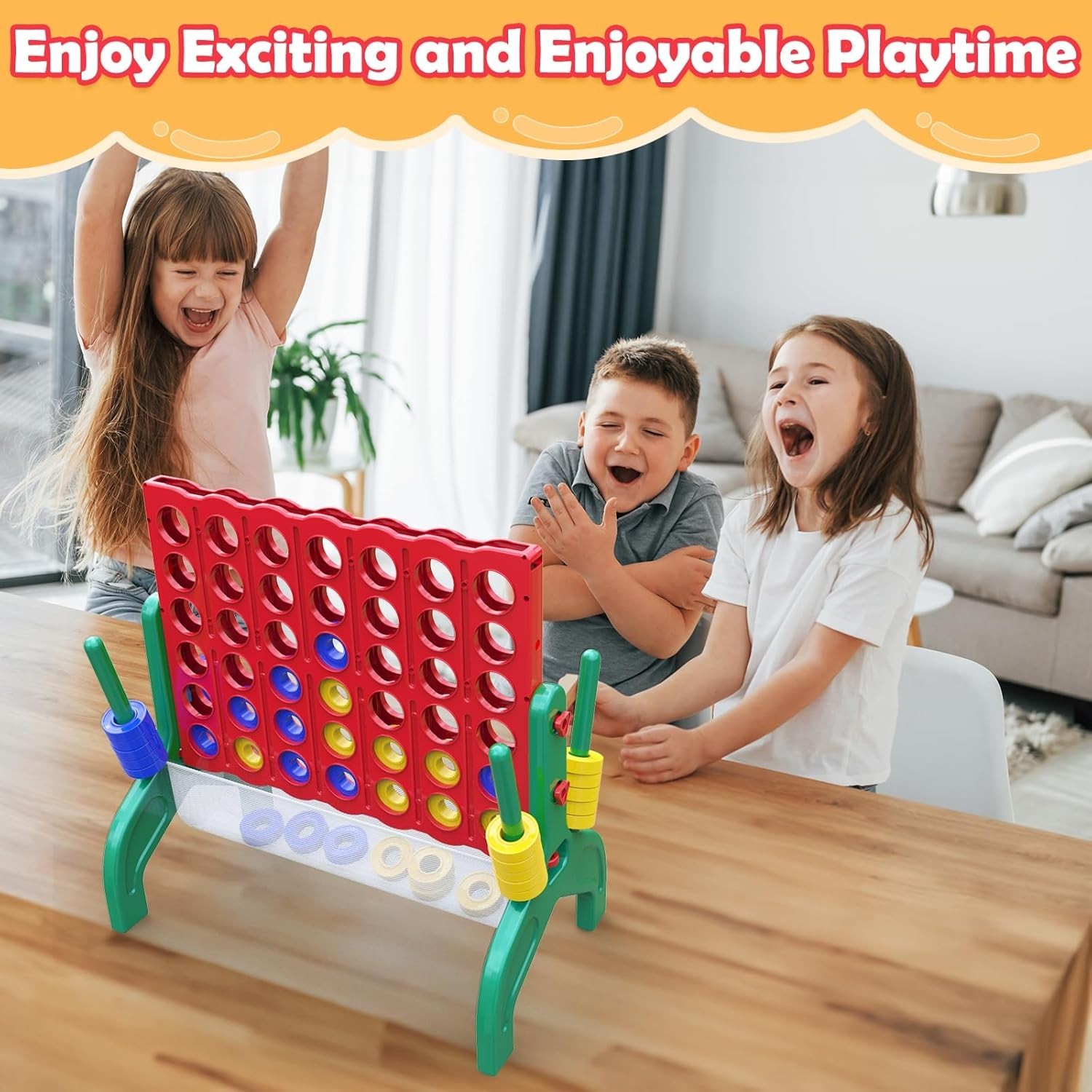1.9 Ft Giant 4-in-A-Row Connect Game for Family Fun – Portable Indoor/Outdoor