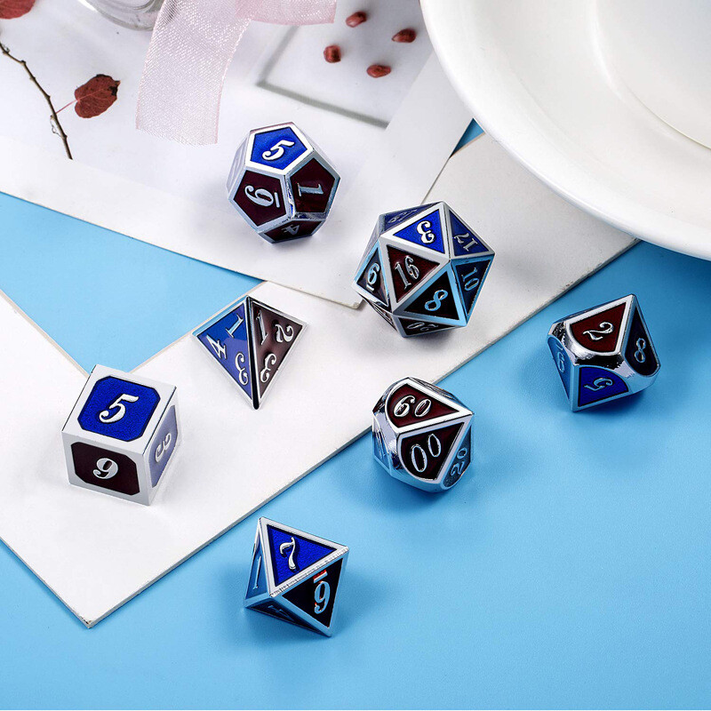 7pcs Polyhedral Metal Dice Sets For Role Playing Game RPG