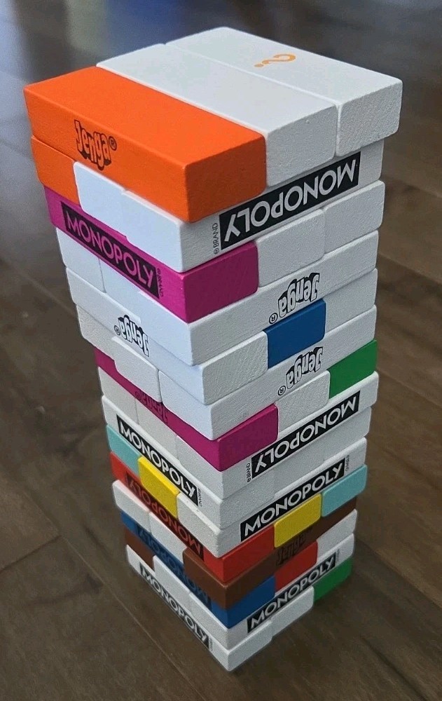 Hasbro Gaming Game Mash Ups Monopoly Jenga 2 To 4 Players Ages 8 Years & Up