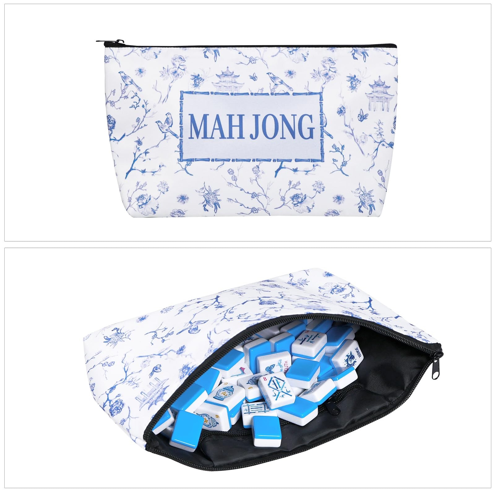 TIASUSAN Light Blue American Mahjong Tile Set1.2″, 160 Engraved Tiles with Ma…