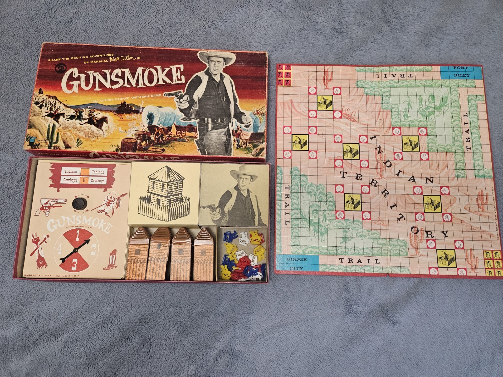 ~ Vintage Rare 1958 Gunsmoke Board Game #822 LOWELL Toy Mfg. Co. Matt Dillon ~