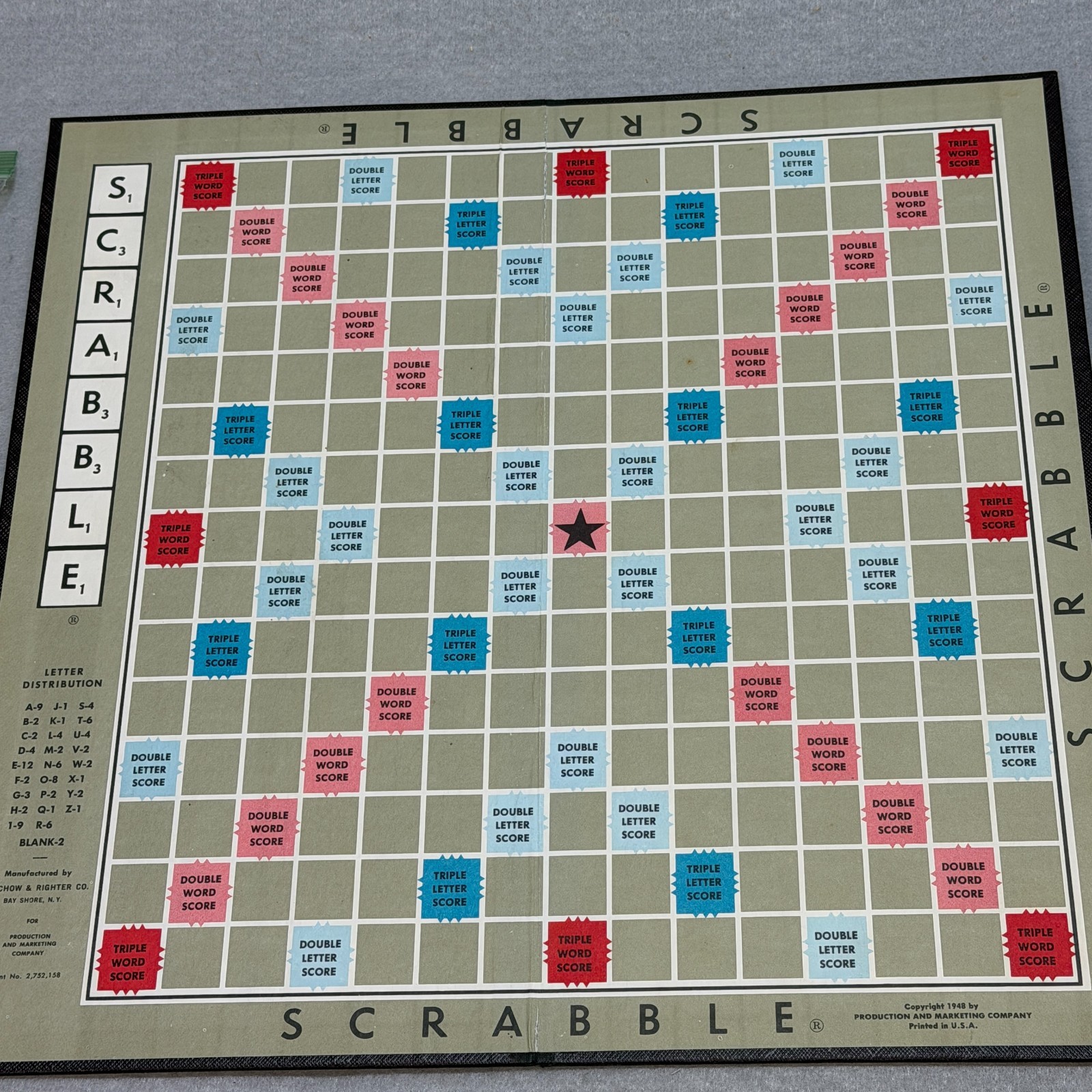 Vintage 1950s Scrabble Crossword Game Complete 100 Tiles Selchow & Righter