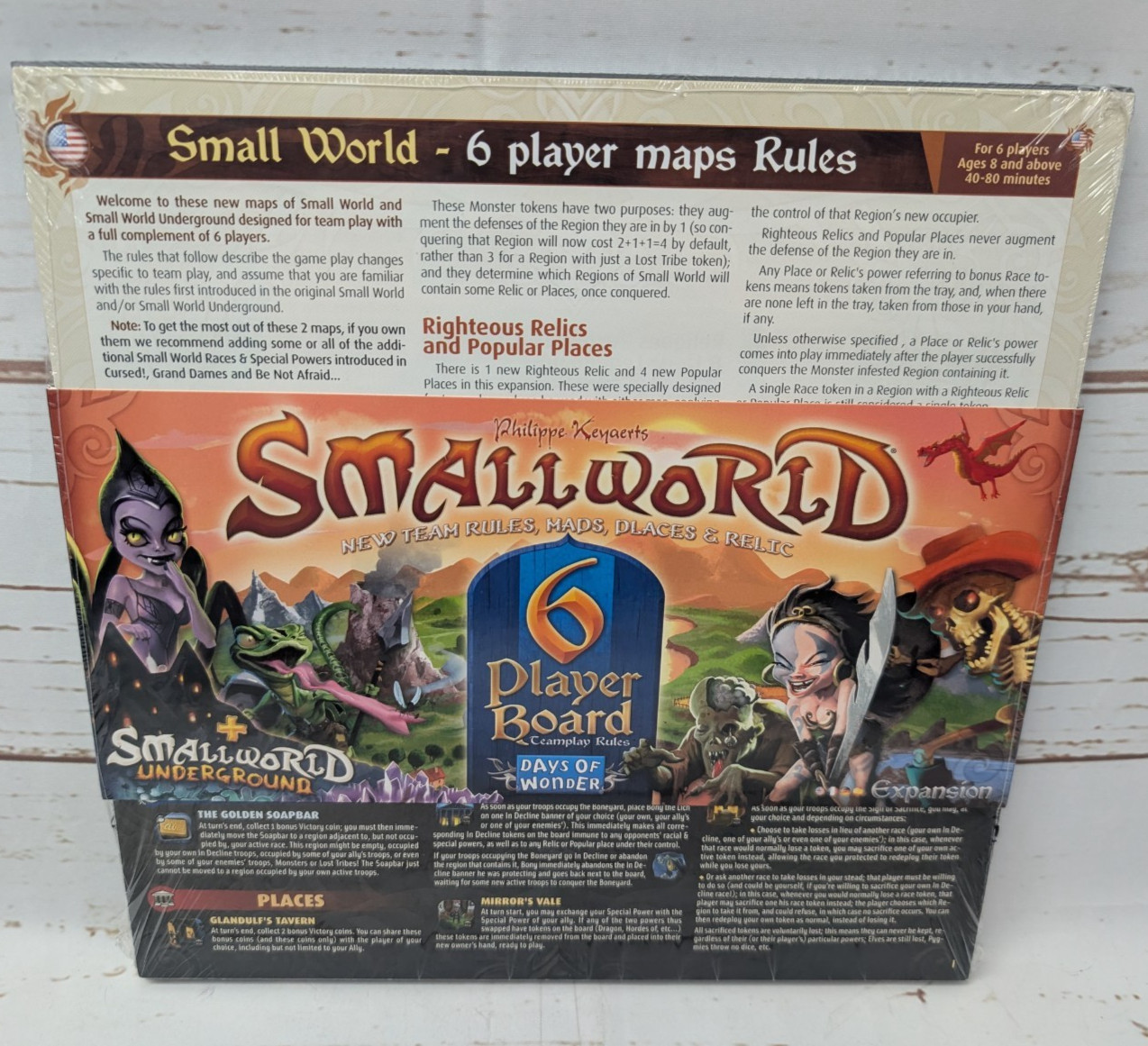Small World 6 Player Map Box NIS Rare OOP Days of Wonder Board Game Expansion