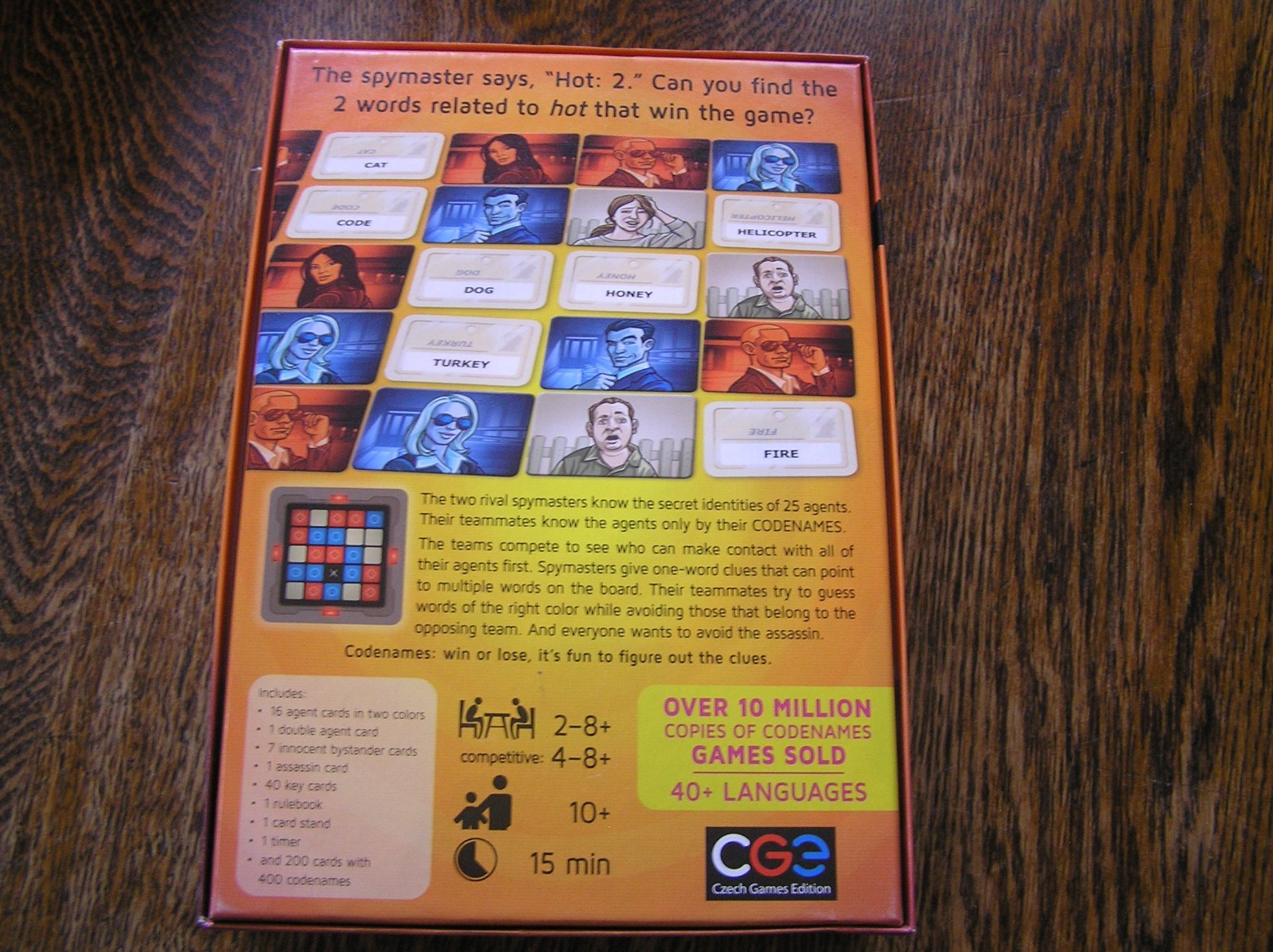 Czech Games Ed. Vlaada Chvatil CODENAMES Top Secret Word Game 2~8 Players 10+