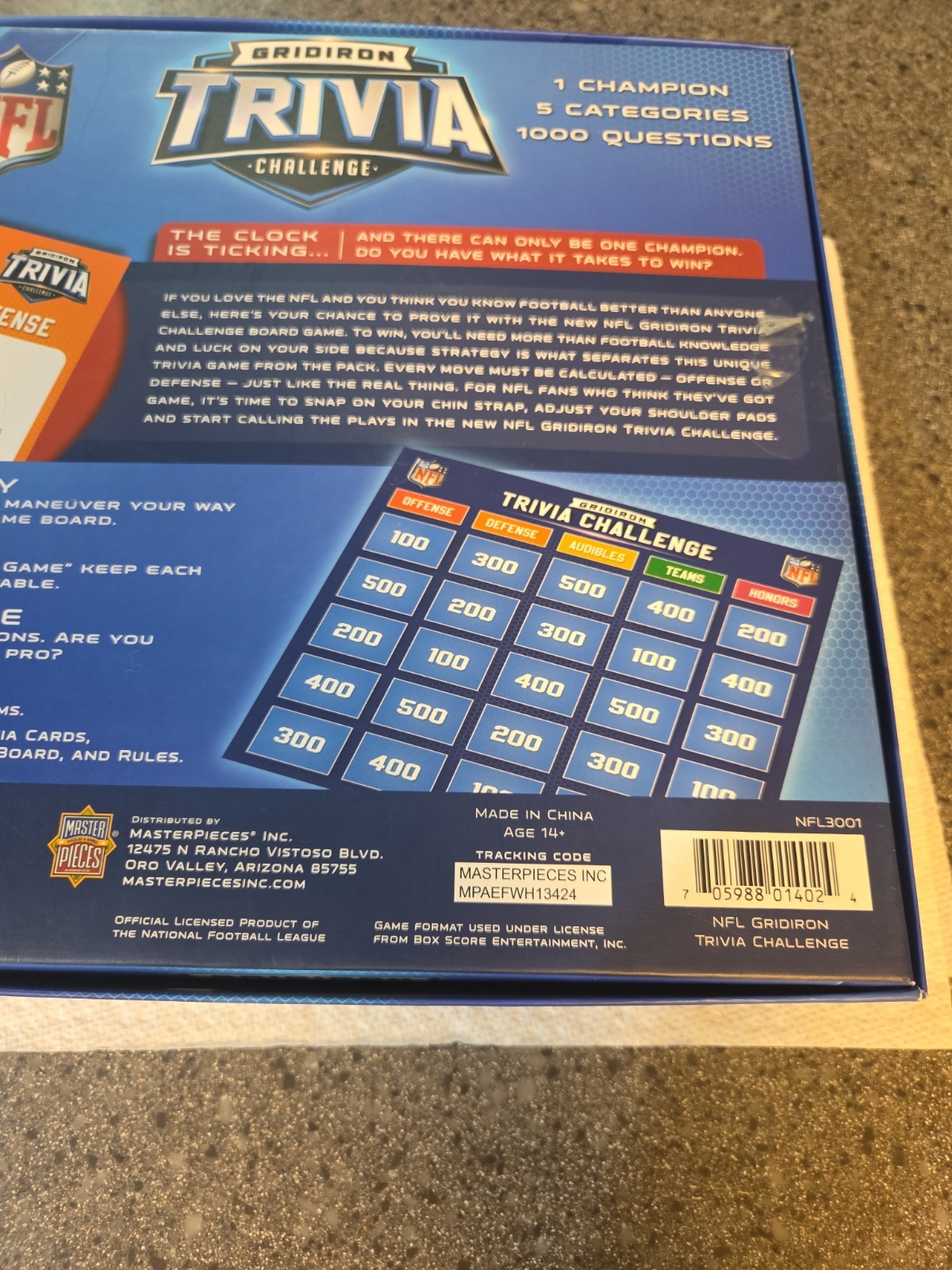 NFL Gridiron Trivia Challenge Ages 14+. Box Open But Brand New Never Played